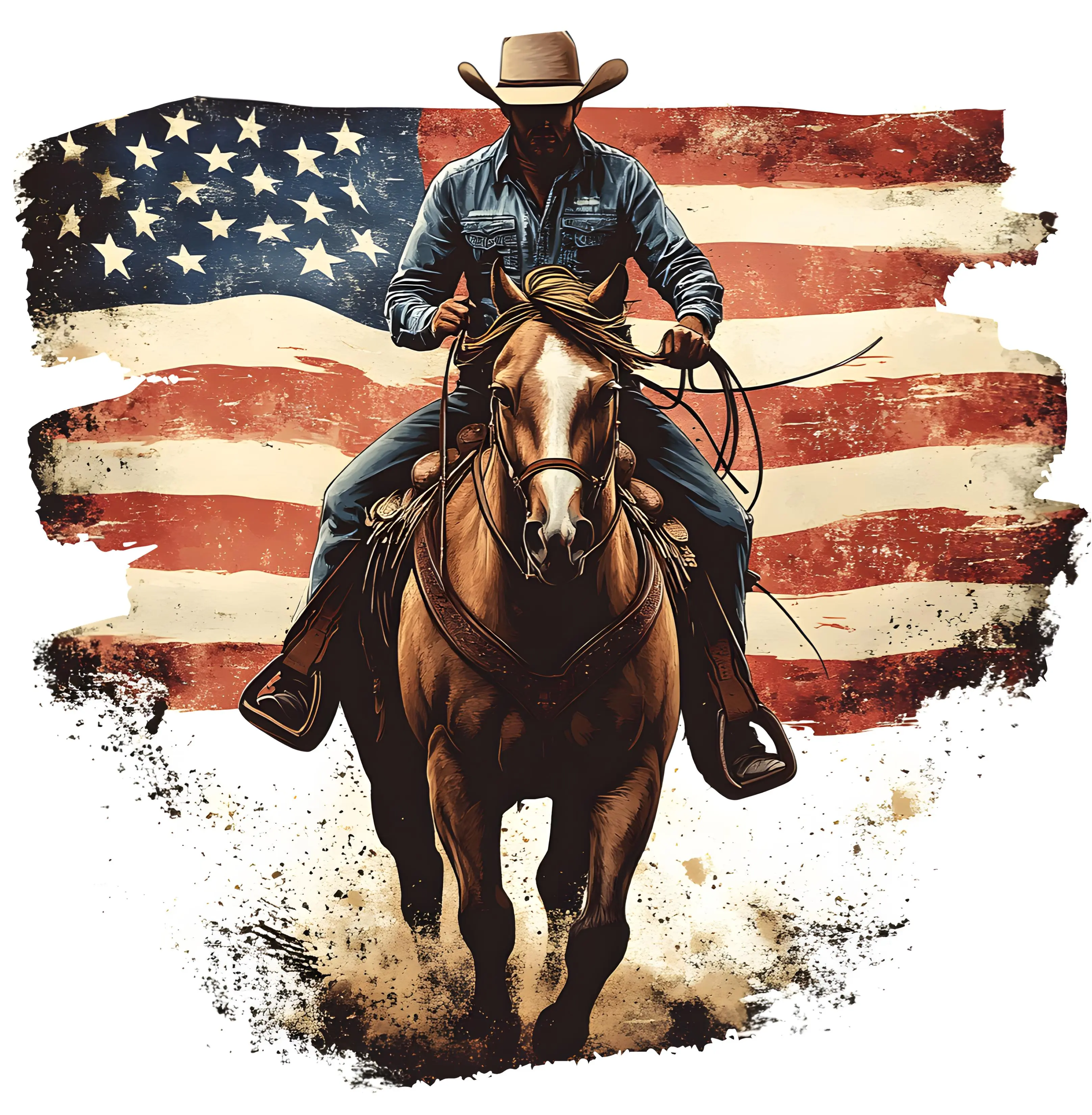 DTF Transfer – DE Flag Cowboy Multi Sizes