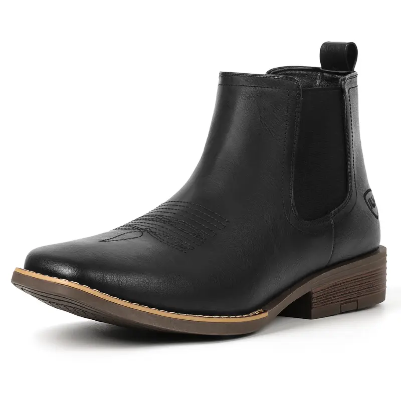 Cowboy Boots For Men Square Toe Chelsea Ankle Boots Mans Casual Western Boot Walking Shoes Footwear