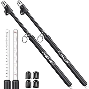 2 count Heavy Duty Tire  Gauge, Straight- Dual  Air  Gauge Range 10-150 PSI 1-10 Bar, Semi  Tire Gauge Extended Tube for , RV, Bus,