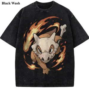 Vintage Cubone Wash Tee, Pocket Monster Graphic Tees, Pocket Monster T-Shirt, Unisex Anime Shirt, PKM Gift, Gym Workout Shirt, Menswear Womenswear Streetwear Top Fit Oversize