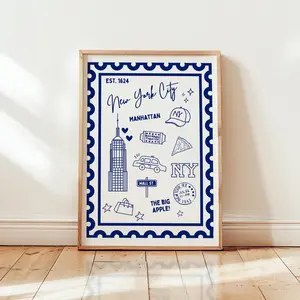 New York City Wall Art, Adorable NYC Doodle Poster, Stylish Home Decor Print, Perfect Gift for Friends or Family, Room Decor, Unframed