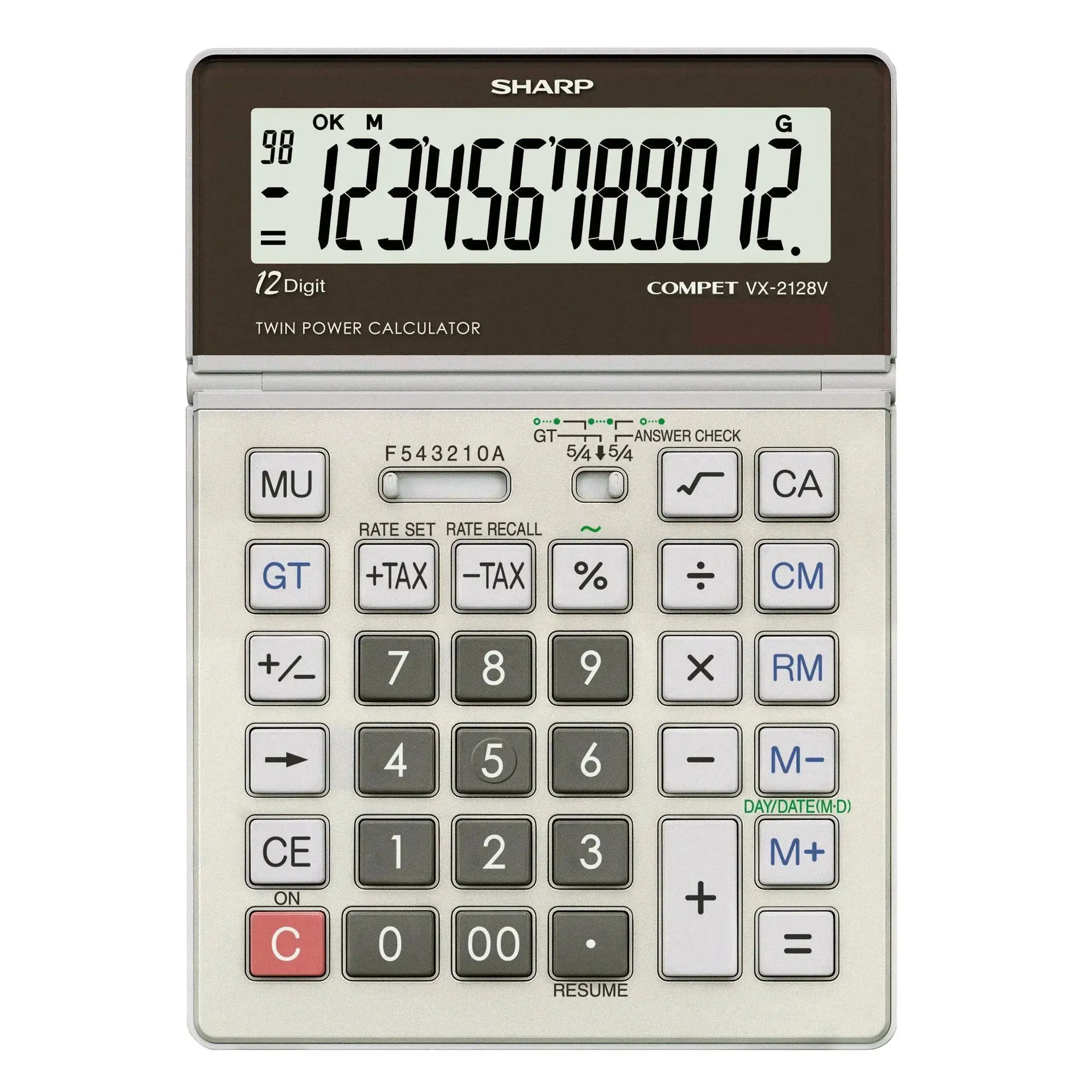 Sharp 12-Digit Commercial Desktop Office Calculator - Office Stationery Supplies, Accounting Supplies with Answer Check, Kickstand, Automatic Power-Down, Day/Date Functions, Desktop-Friendly Design, Stationery Office Supplies