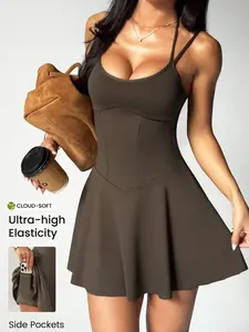 Women's Sports Dress Outdoor Running Badminton Golf Tennis Slim Fit A-Line Short Skirt, Casual Sleeveless Tank Top, Spring & Fall, Sleeveless Athletic Dress, Activewear, Workout Athletic Dresses