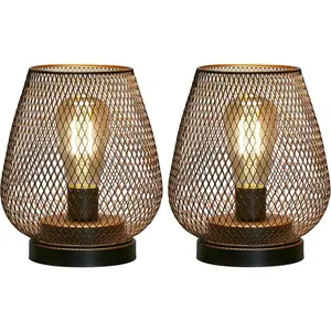 Set of 2 Metal Cage LED Lantern   Cordless Accent Light with LED  for Weddings Parties Patio Events for Indoors Outdoors