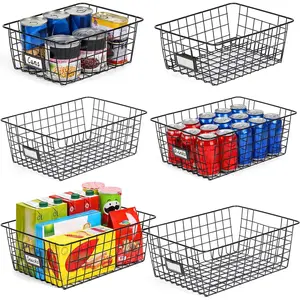 6 Pack Wire Baskets for Pantry Organization and Storage, Kitchen Organizer, 2 XXLarge & 2 XLarge & 2 Large