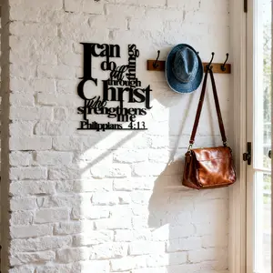 Inspirational Metal Wall Art, 1 Count Christian Bible Verse Wall Decor, Wall Hanging Decor for Home Living