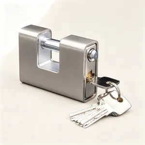 Heavy Duty High Security Padlock - Anti Drill Cylinder Lock - 0.67" Shackle Clearance Padlock for Storage Unit, Motorbike, Shed Garage - Anti Theft Lock with Armored Body, Silver