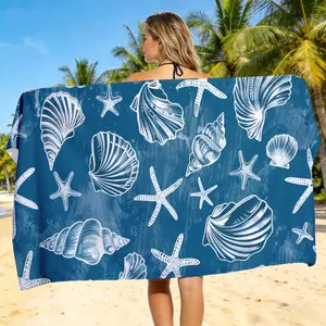 Seashell Starfish Beach Towel, Super Soft Absorbent Quick Dry Lightweight, Must-Have for Beach Camping Swimming Diving Surfing Travel, Summer Birthday Gift for Men Women