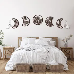 Moon & Sun Pattern Wall Decor, 5 Counts/set Boho Style Wall Hanging Decor, Wall Art Decor for Home Living Room Bedroom, Ornaments, Wall Decoration