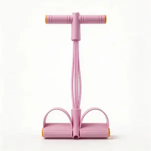 6-Tube Elastic Yoga Pedal Puller Resistance Band – Pink Edition, Multifunctional Home Gym Equipment for Abdominal Training, Sit-ups, Calf Workouts & More, Portable Fitness Bar