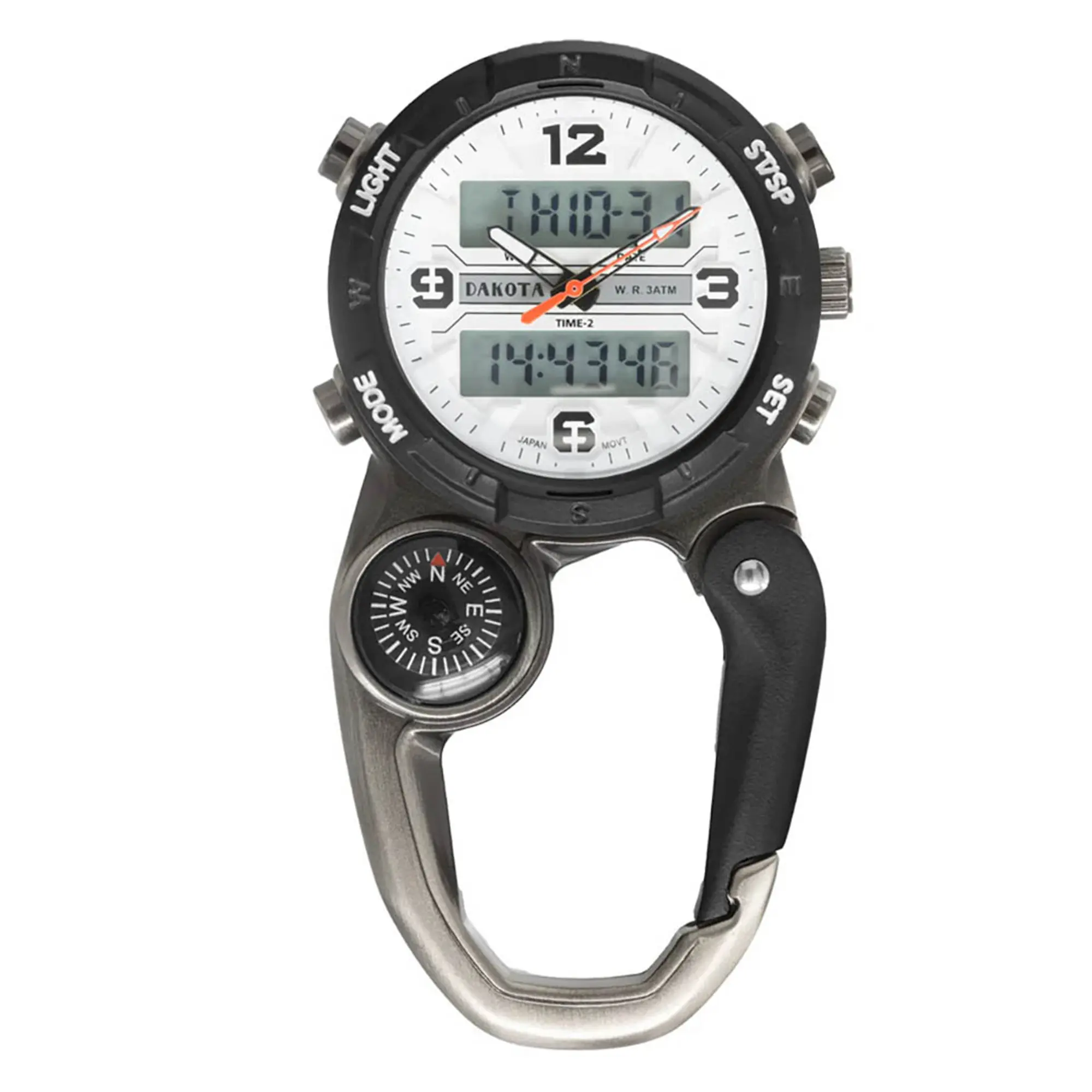 Dakota Digital Clip, Quality Pocket Watch, Fob Alarm, Stopwatch, Timer and Dual Time, Premium Durability Outdoor Gifts for Men, Use for Fishing Hunting, and More, Tactical Digital, Clip On Watch