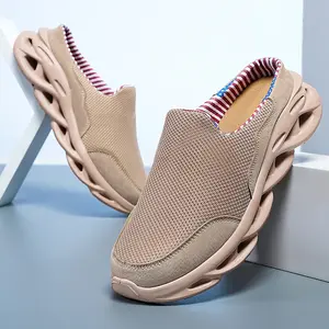 Men's Breathable Lace-Up Non-Slip Shoes | Casual Fabric Upper, MD Sole, Round Toe, Solid Color for Jogging and Walking, Knit