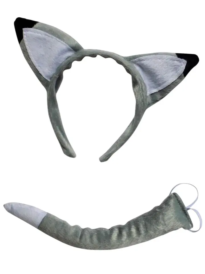 Wolf or Fox Headband Ears & Tail, Kid or Adult Size Costume Accessories