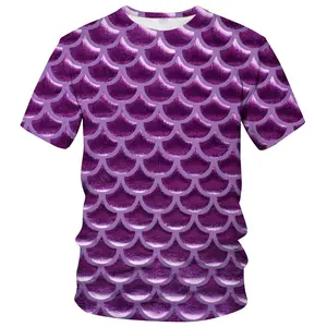 Unisex Purple Mermaid Scale 3D Printed T-Shirt, Ideal for Halloween Cosplay, Beach Events, Casual Wear, Stylish for Adults