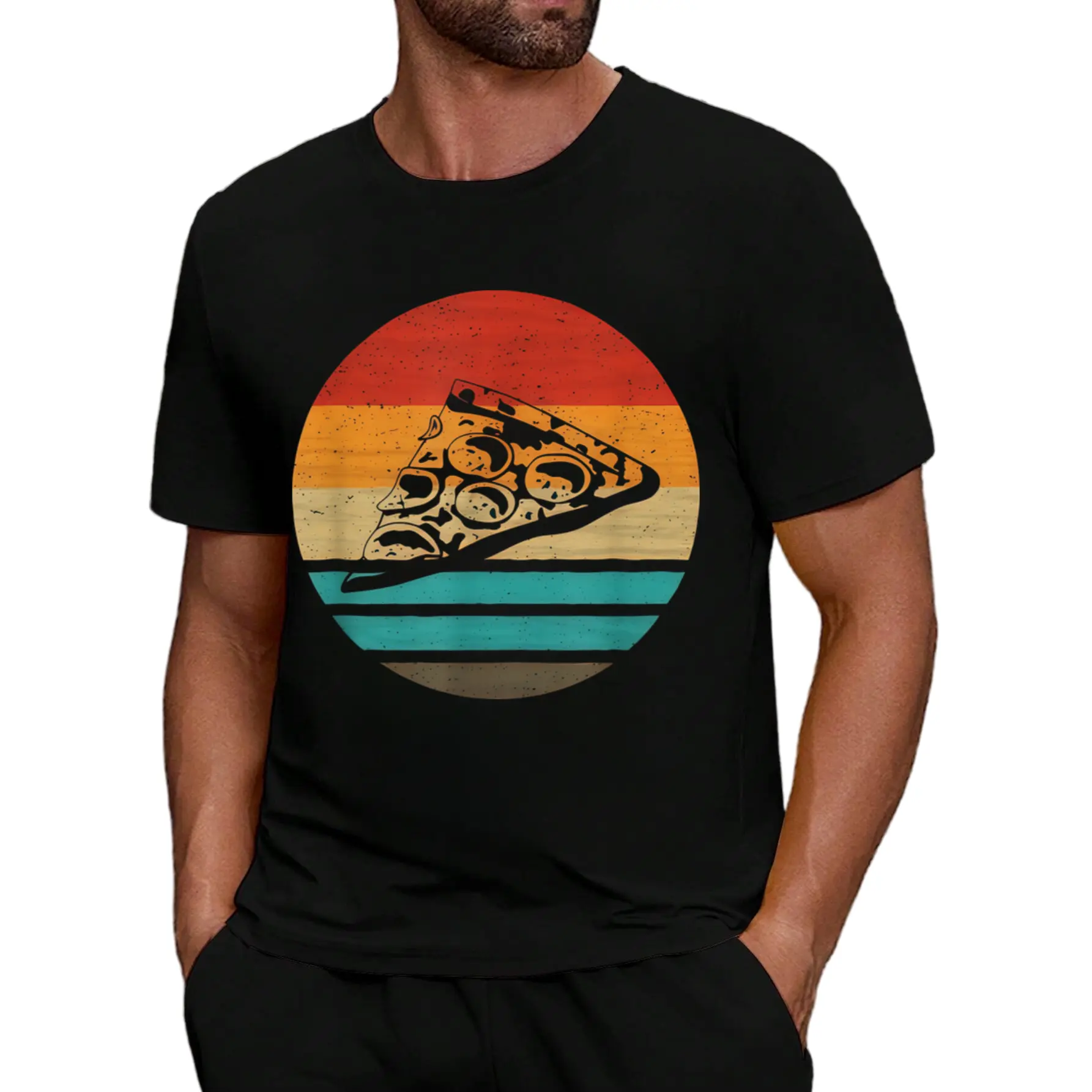 Retro Style Pizza Slice T-Shirt - A Comfortable Graphic Tee for All Seasons And Daily Outdoor Activities