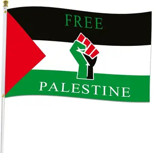 Free Palestine Flag 3x5 Ft 100D Polyester Palestinian Flag with Brass Grommets Support Palestine Save Gaza Islamic Gift Outdoor Indoor Hanging Decoration Banners Hand