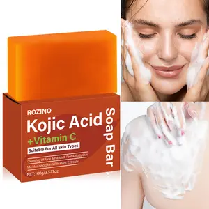 ROZINO Kojic Acid Soap Bar with Vitamin C Cloudy Foam Don't Tighten After Bathing Clean Non Slippery Texture for All Skin Types Body Care Cleansing