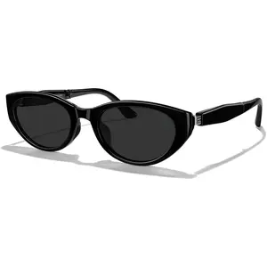 Folding Sunglasses Retro  Narrow  Eye Sunglasses for Women Men with Case S6189