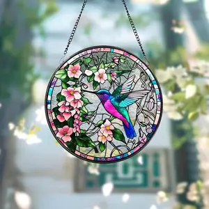 Hummingbirds and Wild Flowers Suncatcher, Hummingbird Lovers, Window Hanging, Hummingbird Suncatcher, Hummingbird Gifts, Gift for Mom