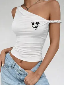 Elegant Women's Sleeveless Top, Irregular Design, Slimming Waistline, Soft Comfortable Fabric, Perfect for Daily Wear, Outdoor Activities, Summer