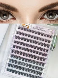 Curled Style Artificial False Eyelashes, 10 Rows Natural Daily Use, 12mm to 16mm Lash Clusters, Small Independent Lashes