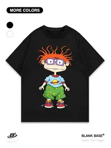 Tough Little Soldier Chuck Print Loose Short Sleeve, Casual Breathable Unisex Top, Trendy Streetwear, No Zipper, Long Style