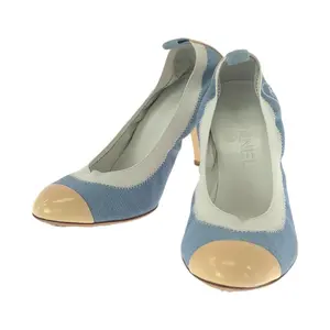 Pre-owned CHANEL Denim Small Leather Goods Coco Mark Patent Leather Pumps