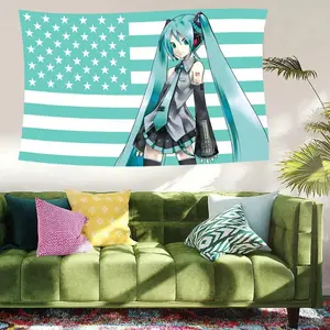 Hatsune Miku Anime Flag Tapestry – Vocaloid Wall Banner, Aesthetic Room & Dorm Decor