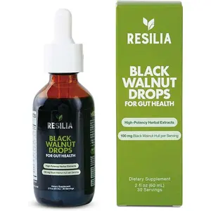 Resilia Herbal Cleanse Liquid Drops – Black Walnut & Wormwood Extract with Pumpkin Seed, Garlic & Turmeric – Alcohol-Free Tincture for Digestive & Daily Wellness Support, 2 fl oz