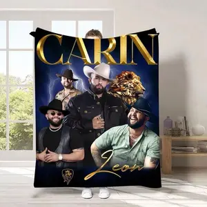 Carin Lion gold soft Blanket Cobija Estilo Regional – León Inspired Carin Design, Soft & Warm, 50in x 60in, Golden Details, Machine Washable, Regular Edition