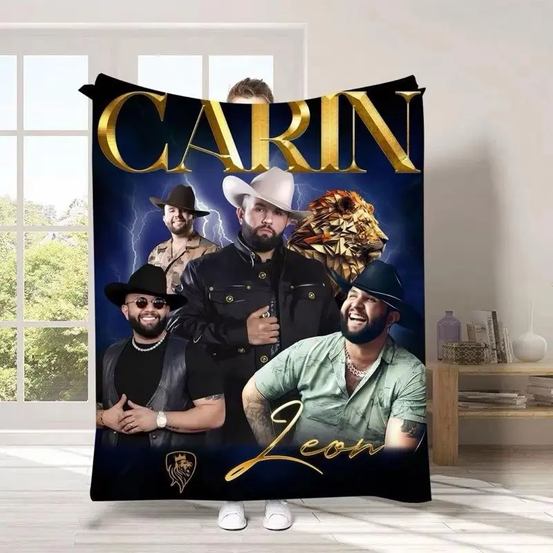 Carin Lion gold soft Blanket Cobija Estilo Regional – León Inspired Carin Design, Soft & Warm, 50in x 60in, Golden Details, Machine Washable, Regular Edition