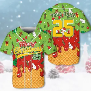 Custom Christmas Baseball Jersey, Personalized Name And Number, Festive Holiday Game Day Outfit, Casual Streetwear, Sportswear Uniform