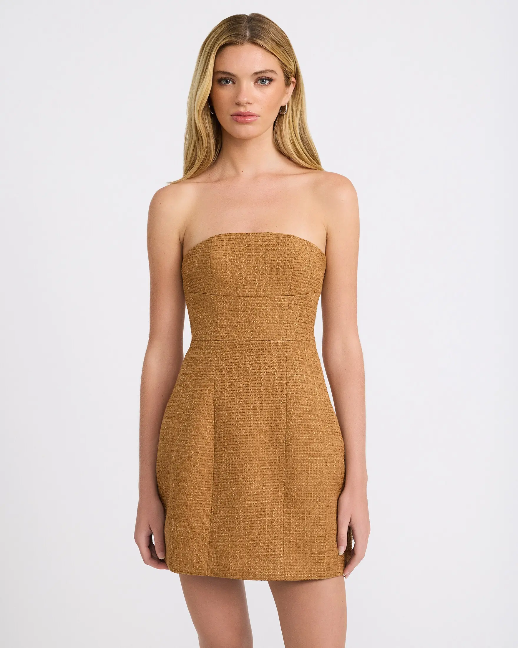 Express Boucle Strapless Structured Mini Dress