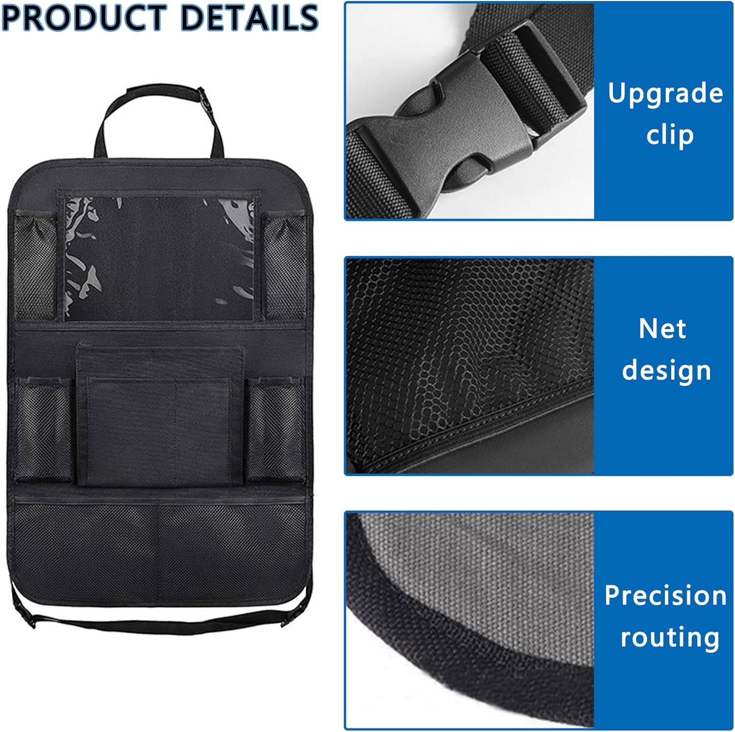 2PCS Car Seat Back Organizer,Extra Large Capacity Car Seat Organizer with 6 Mesh Pocket,2 Cup Holder & 4 Storage Bag,Road Trip Essentials for Kids & Adults