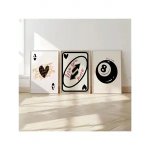 Retro Set Of 3 PiecesWall Art 8 Ball Poster Ace Card Print Feeling Lucky College Apartment Y2K Room Decor 70s Prints Canvas Painting Posters And Prints Wall Art Pictures For Living Room Decoration