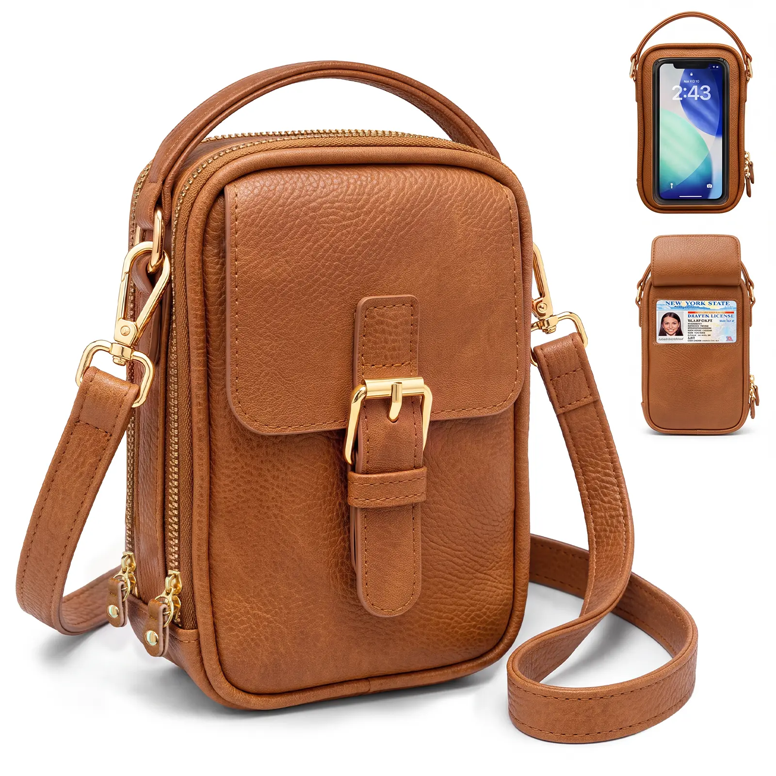 Touchscreen Crossbody Phone Purse for Women, RFID Blocking Anti-Theft Cell Phone Bag, PU Leather Wallet Crossbody Bag for Travel & Daily Use