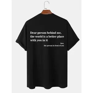 Summer new unisex drop-shoulder T-shirt with the English slogan "Dear Person Behind Me" printed on it, round neck, short sleeves, soft and comfortable, slim fit, casual top for everyday wear