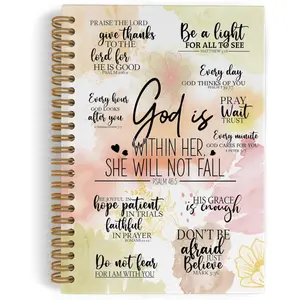 Christian Women's Gift Spiral Notebook, God is Within Her, She Will Not Fall, Journal Notebook, Devotional Notebook, Bible Verse Notebook for Schoolwork, Inspirational Religious Office Supplies Gift, 5.5x8.3 inches