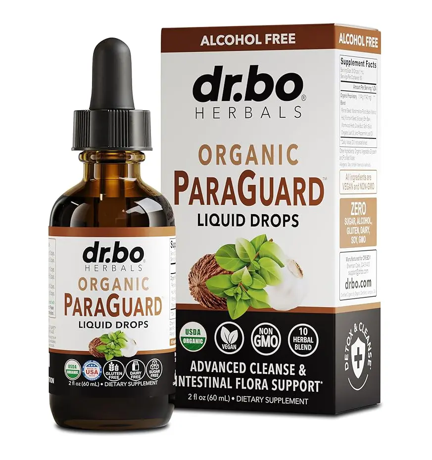 Dr. Bo Organic ParaGuard Liquid Drops - Gentle Parasite Cleanse Supplement - Natural Detox & Digestive Support for a Healthy Gut