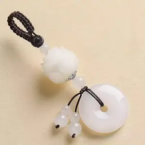 Chinese Zen Lotus Keychain Bodhi Style Pendant Car Key Holder with Safety Lock Unisex Keychain for Keys Bags and Car