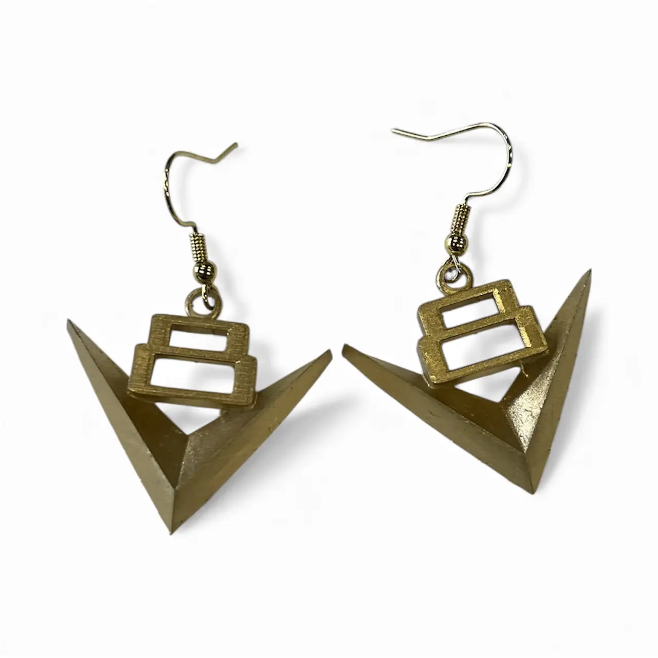 Hi Octane V8 Earrings - Gold Colored Plastic Retro Vibe to Rev Up your look
