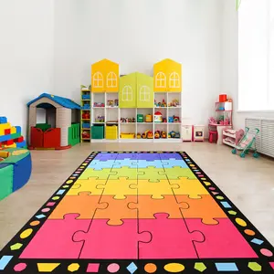 Booooom Jackson Classroom Rug Ultra Thick Carpet 13'x7'5'' Large Puzzle Classroom Carpet with 0.5'' Non-Slip Backing, 24 Seats