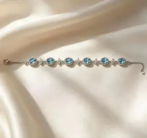 SKU GS-004 — Ocean Blue Light Ring Tennis Bracelet — TikTok viral luxury jewelry
