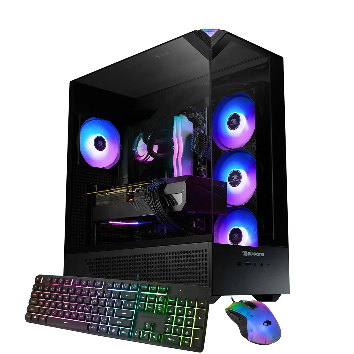 iBUYPOWER Element EBA7R97XT01 Liquid Cooled Gaming Desktop Computer, AMD Ryzen 7 7800X3D 4.2GHz, 32GB RAM, 1TB SSD, AMD Radeon RX 9070XT 16GB, Windows 11 Home, Black