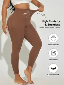 Women's Plus Size High Waisted Tummy Control Leggings, Butt Lift Squat Proof Compression Pants, Full Length Body Shaper Tights, Breathable Activewear Bottoms, 5 Colors Available
