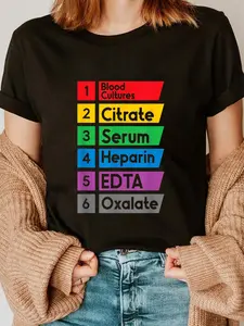 Phlebotomy Lab Technician Graphic Tee - Short Sleeve, Crew Neck, Casual Summer Top with Symbols for Men and Women, Blood Cultures & Phlebotomy Design, Lab Shirt