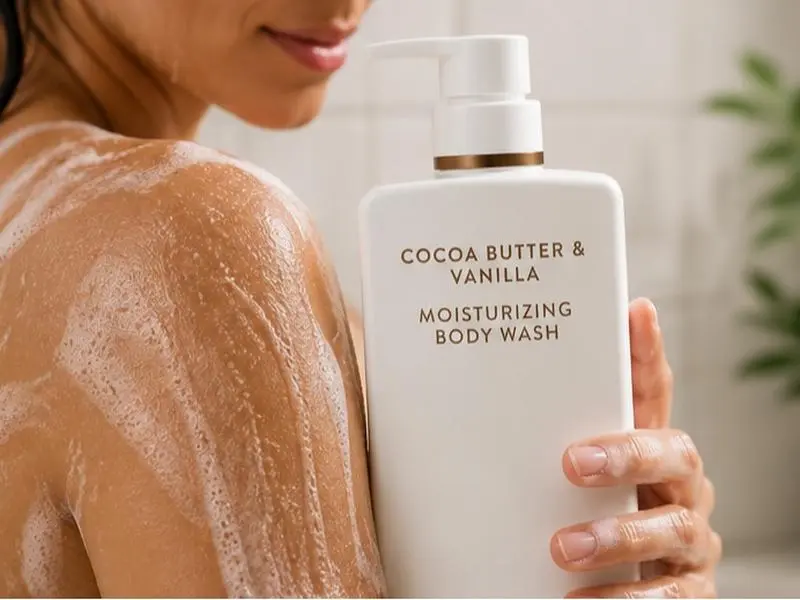 Moisturizing Body Wash for Dry & Sensitive Skin, 22 fl oz, Shea Butter Body Wash with Cocoa Butter & Vanilla, Sulfate-Free & Paraben-Free, 24-Hour Hydration for Women & Men