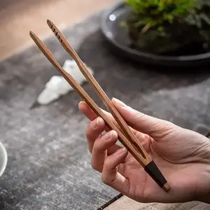 1count Bamboo Tea Tongs - Natural Durable Retro Handmade Lightweight Tea Clamp for Easy Handling Tea Making Tools