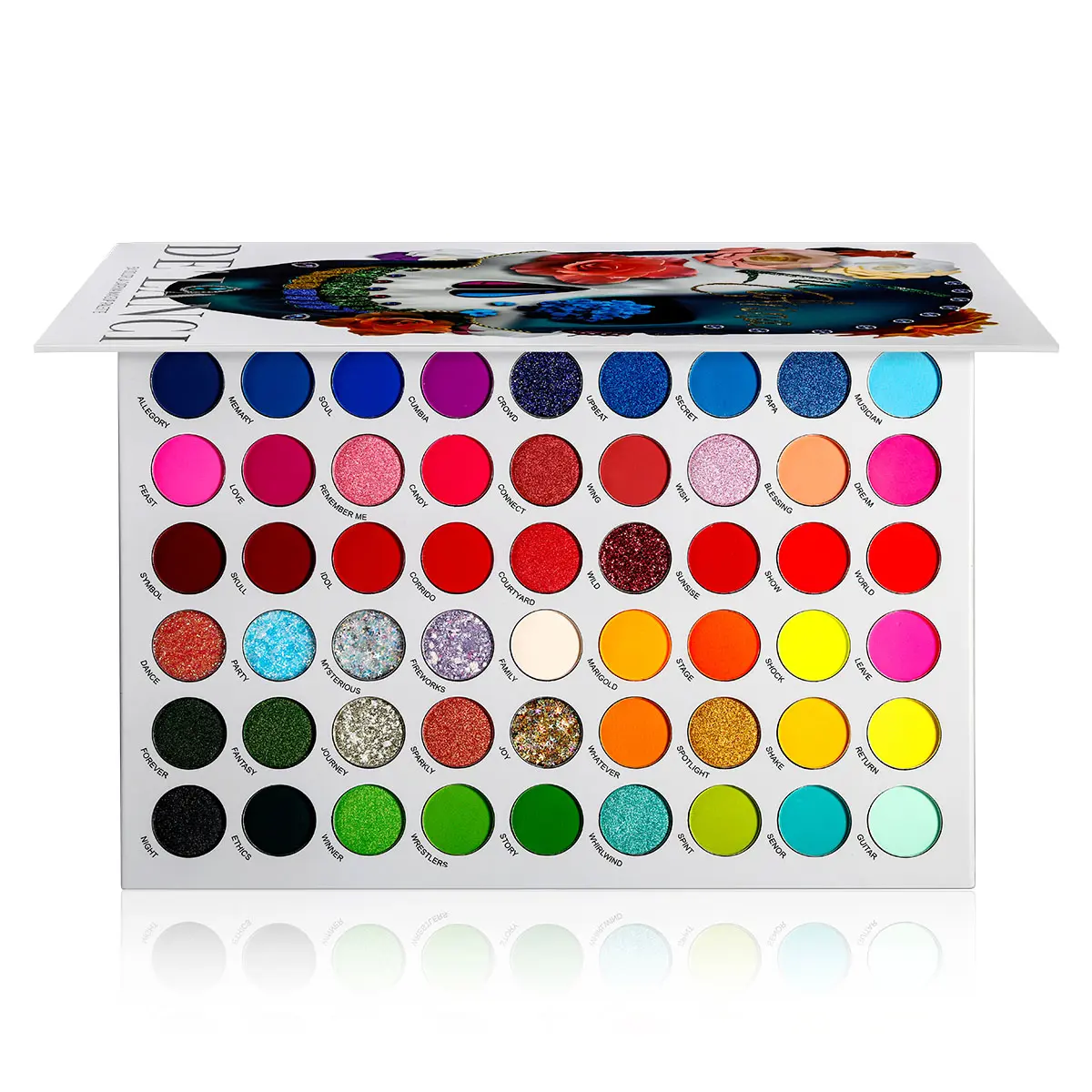 DE’LANCI 54 Color Neon Eyeshadow Palette UV Glow Matte & Glitter Highly Pigmented for Rave Cosplay Euphoria Makeup