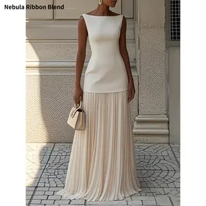 Women's Solid Color Sleeveless Knit Vest + Knit Skirt Two-Piece Set